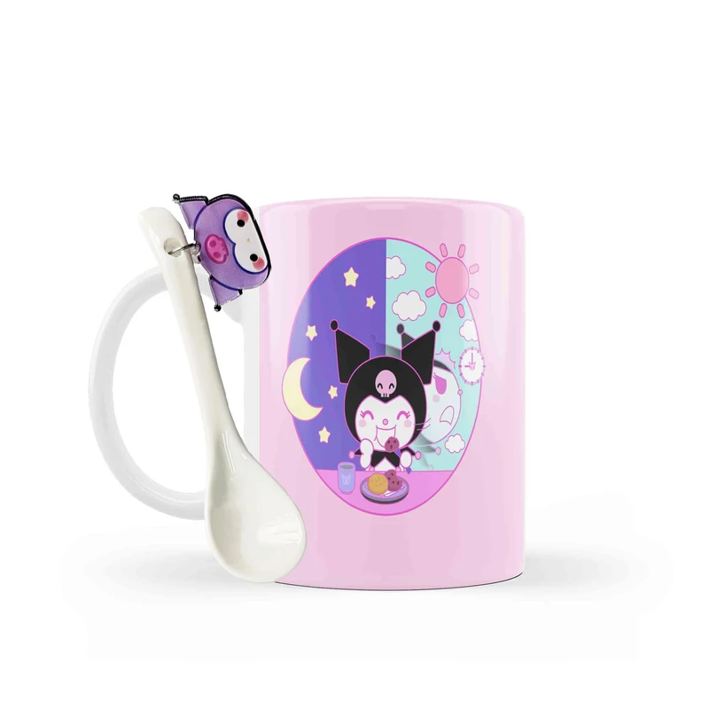 ماگ مدل کرومی و ملودی کیوت فانتزی کد 444 به همراه قاشق