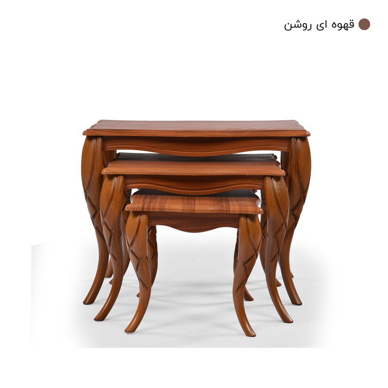 میز عسلی میز چوب مدل پیچک مجموعه 3 عددی
