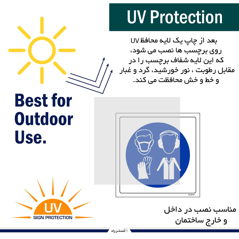 برچسب ایمنی مستر راد طرح استفاده از تجهیزات حفاظت فردی الزامی است مدل HSE-OSHA-062