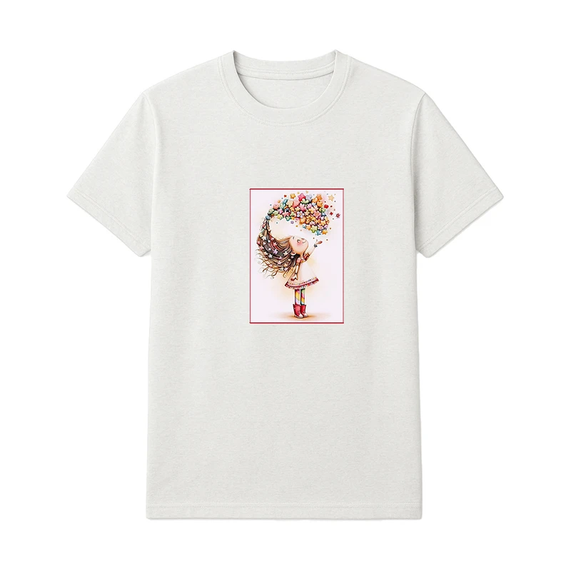 تی شرت آستین کوتاه راحتی دخترانه مدل D15 کد 03