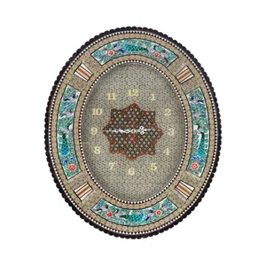 ساعت دیواری خاتم کاری مدل نقاشی گل و مرغ کد 3024