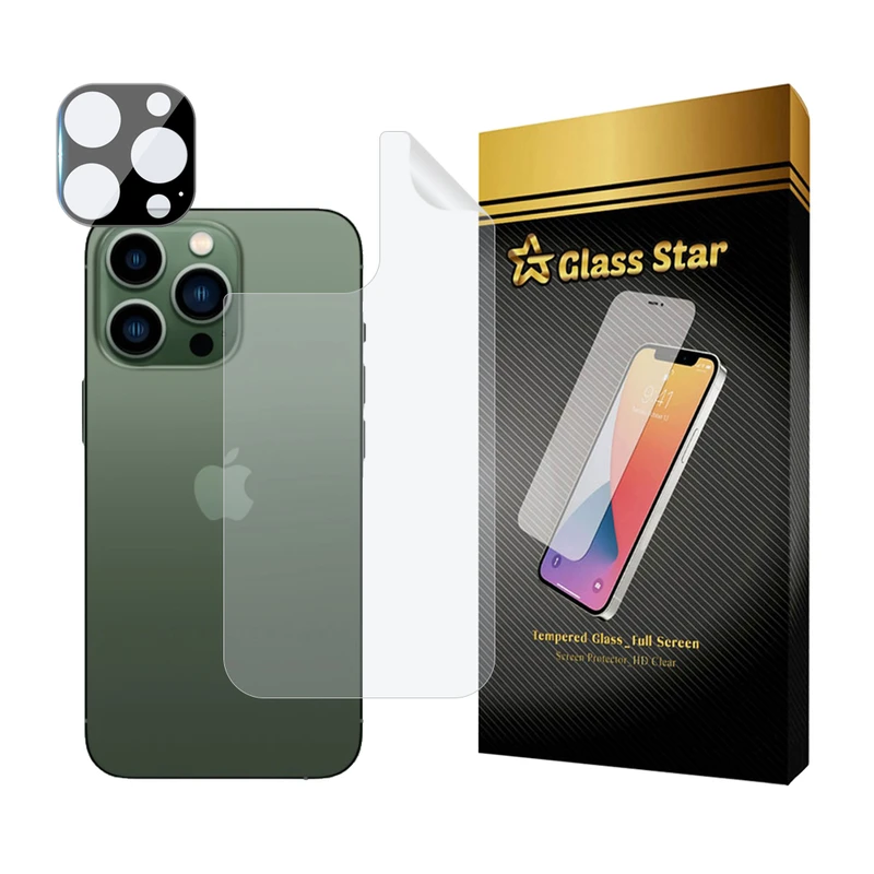 محافظ پشت گوشی گلس استار مدل MTBFULG مناسب برای گوشی موبایل اپل iPhone 13 Pro به همراه محافظ لنز