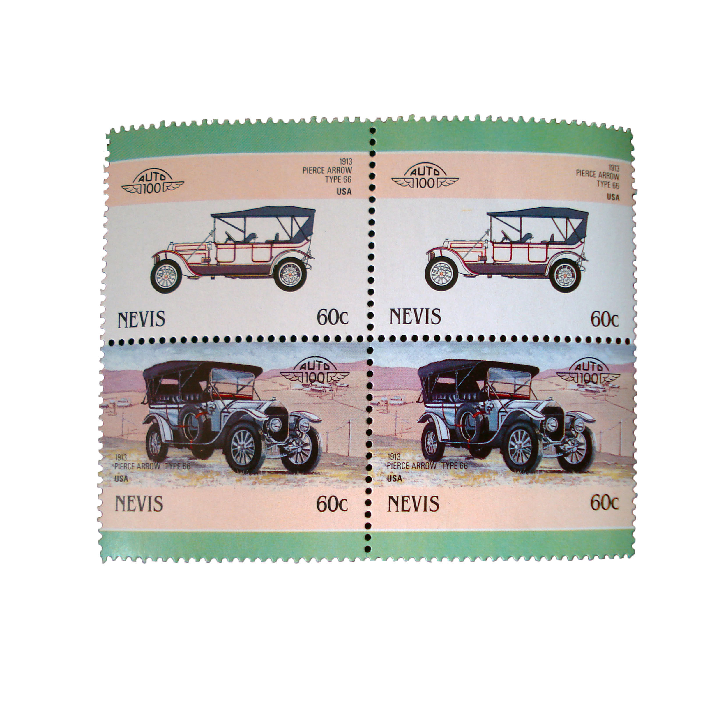 تمبر یادگاری طرح اتومبیل مدل pierce کد 110 مجموعه 4 عددی