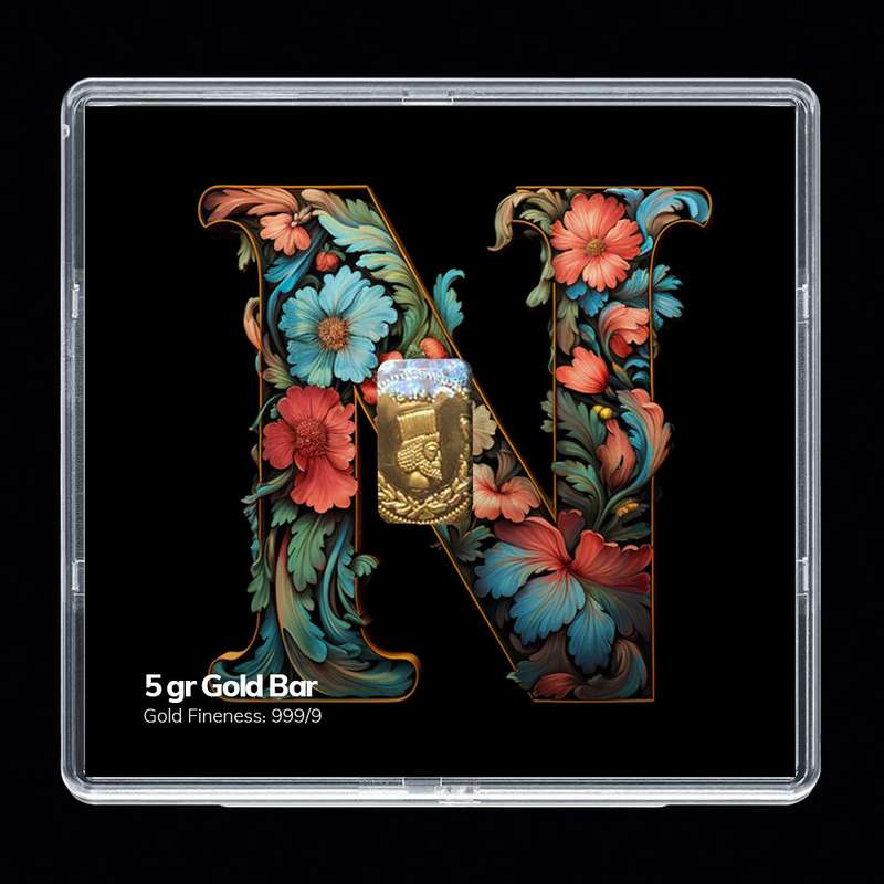 شمش طلا 24 عیار مدوپد مدل حرف N کد SH-10502