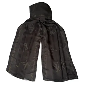 شال زنانه مدل مجلسی دولایه حریر ابریشم توری نگین دار