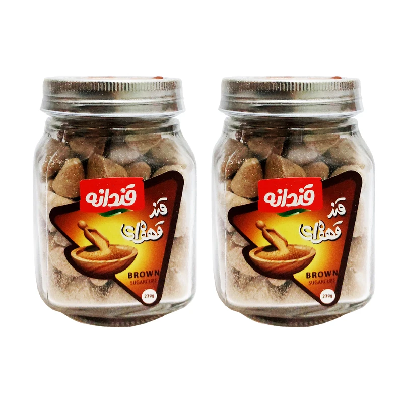 حبه قند مخروطی قهوه ای قندانه - 230 گرم بسته 2 عددی