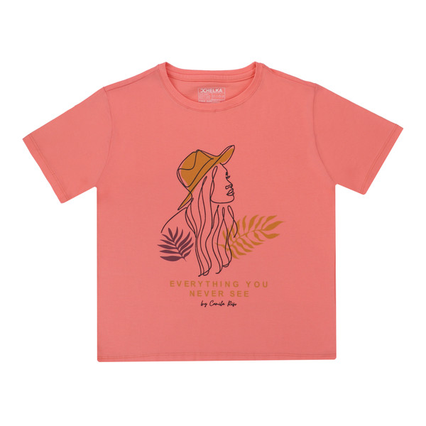 تی شرت آستین کوتاه زنانه هلکاپاژ مدل دختر جذاب