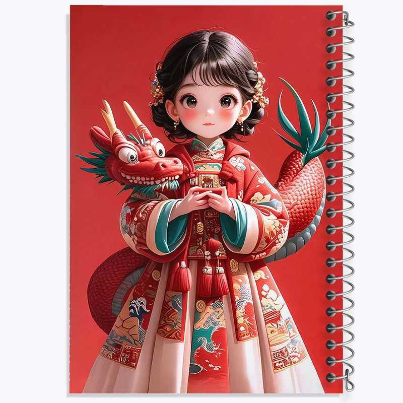 دفتر مشق 50 برگ خندالو طرح دختر و اژدها کد F6574