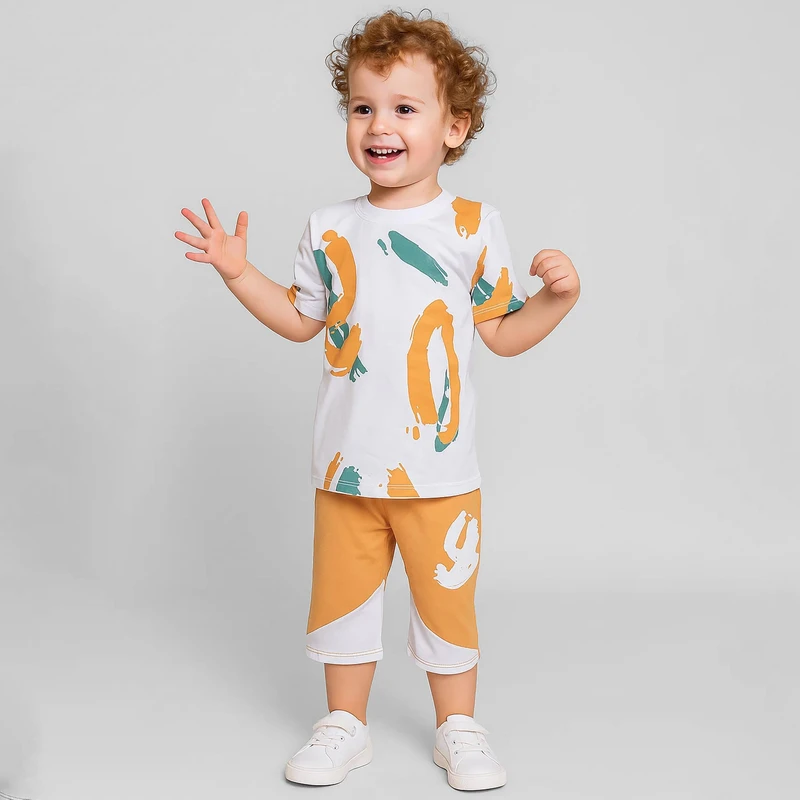 ست تی شرت و شلوارک پسرانه مدل 205