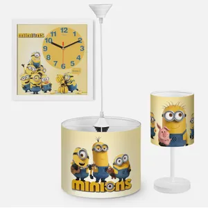 لوستر کودک مدل مینیون کد MI-Y-3140 به همراه آباژور و ساعت