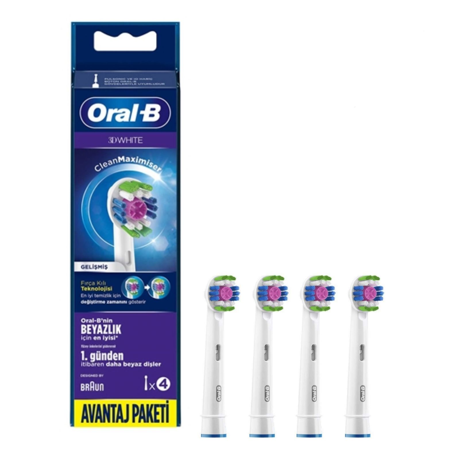 سری یدک مسواک برقی اورال-بی مدل 3D white کد clean maximiser بسته 4 عددی -  - 1