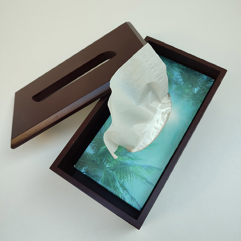 جعبه دستمال کاغذی مدل پایه چوبی درب دار کد 100