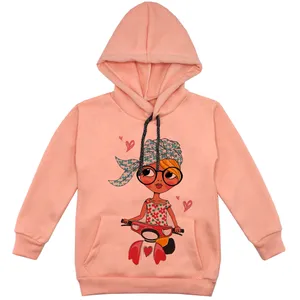 هودی دخترانه مدل دختر عینکی F69 رنگ گلبهی