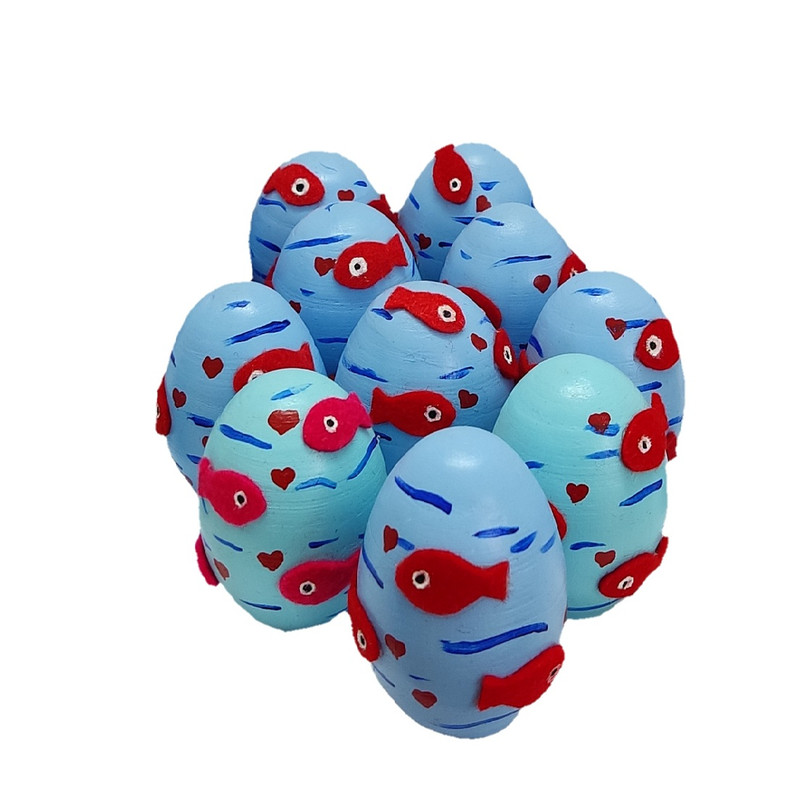 تخم مرغ تزیینی طرح ماهی آکواریومی نمدی مجموعه 10 عددی