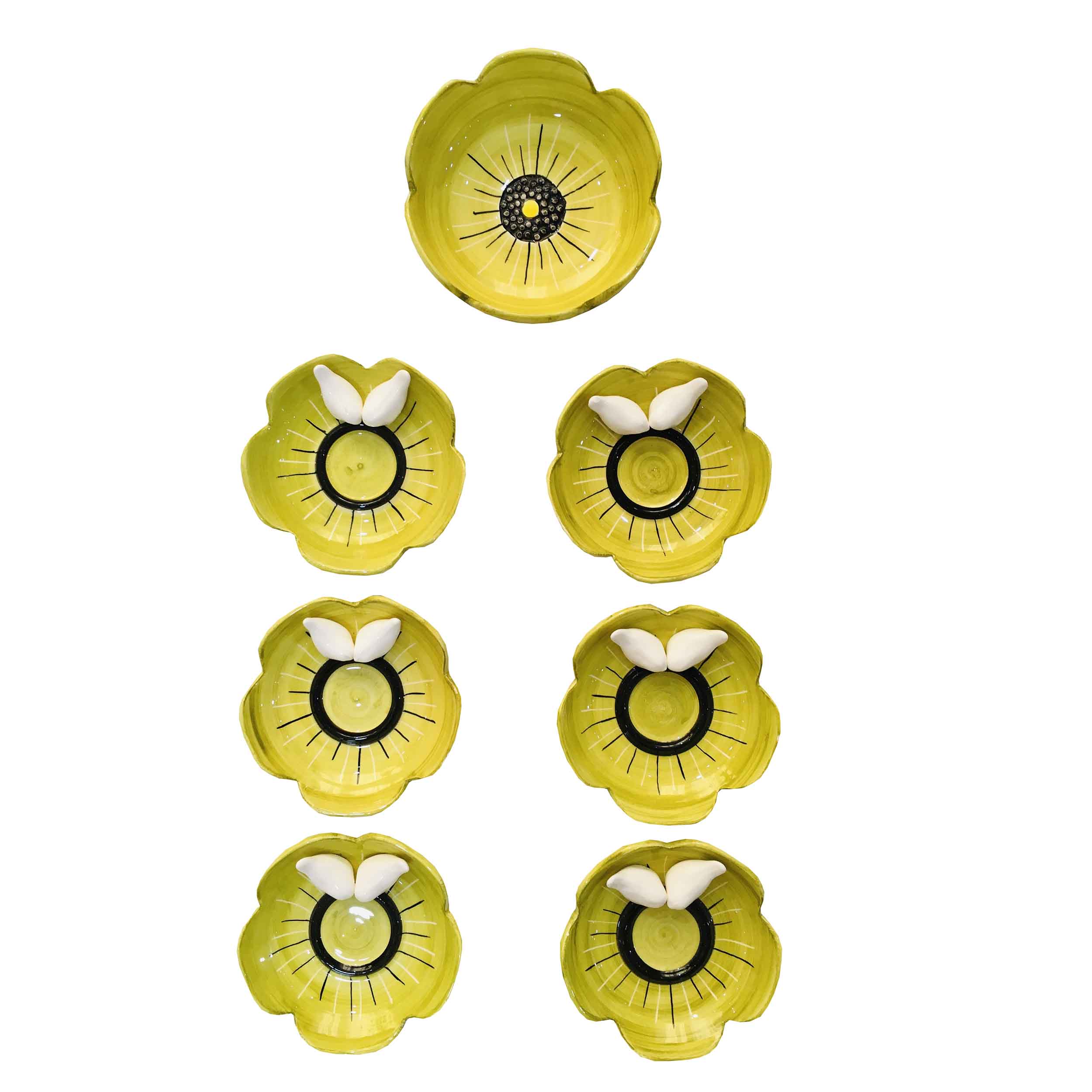 مجموعه ظروف هفت سین 7 پارچه مدل گل بنفشه کد 020
