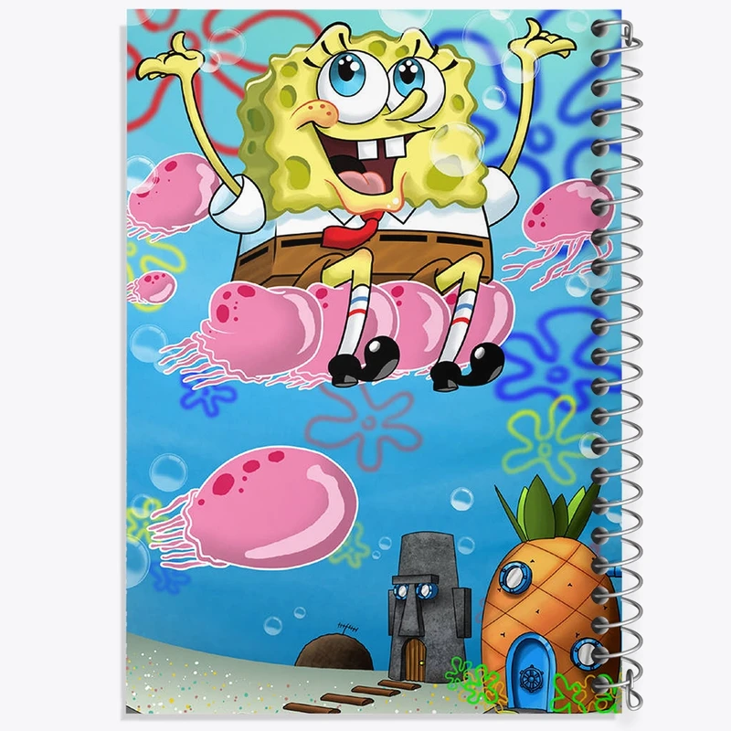 دفتر ژورنال نویسی 50 برگ خندالو مدل نقطه ای طرح باب اسفنجی کد F2031