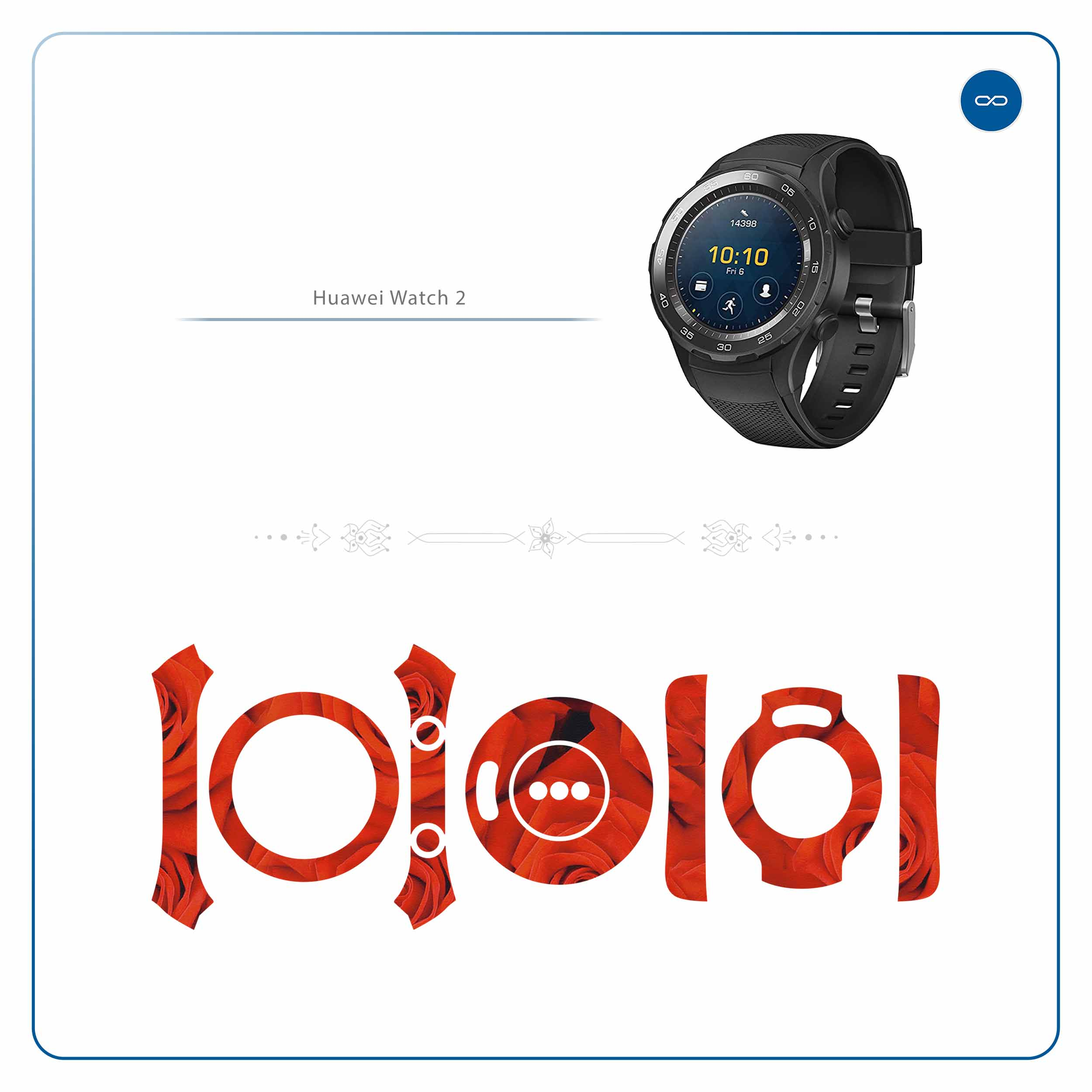 برچسب ماهوت مدل Red-Flower مناسب برای ساعت هوشمند هوآوی Watch 2