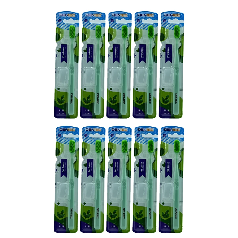 مسواک دن تک مدل Pro Green با برس نرم بسته 12 عددی