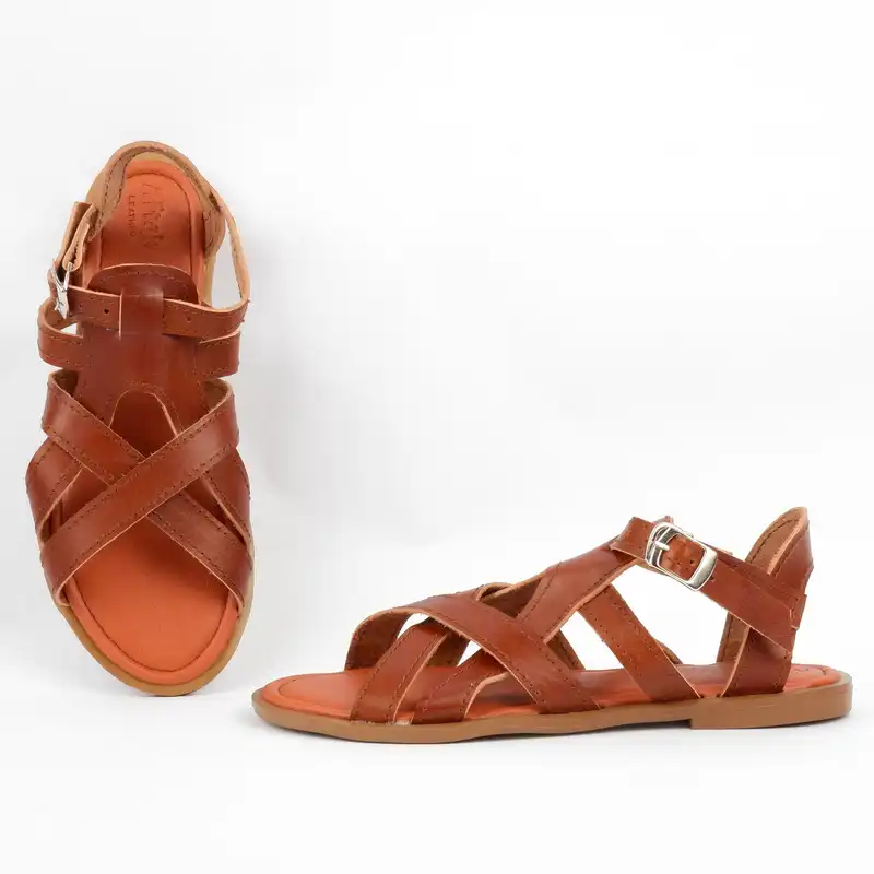 صندل زنانه پاتن چرم آفتاب مدل رومی G3