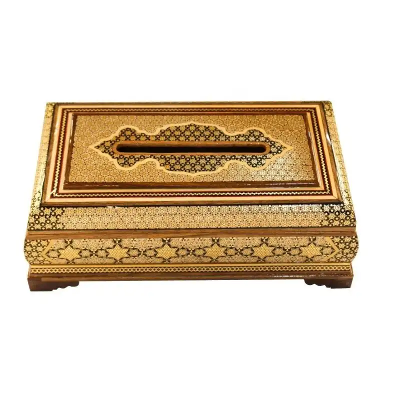 جعبه دستمال کاغذی خاتم کاری مدل توپی کد W