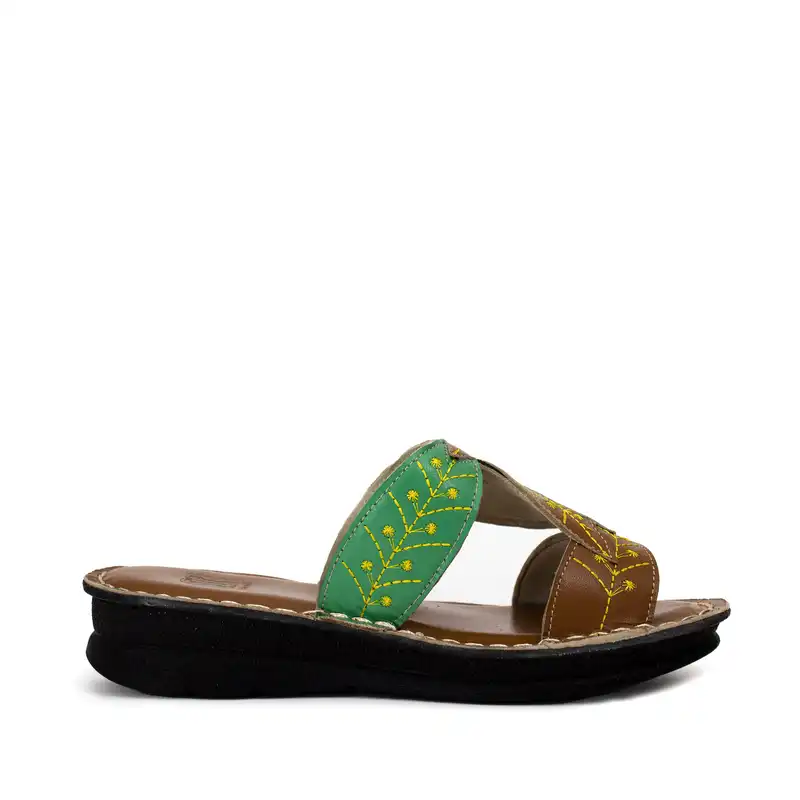 دمپایی زنانه مدل یاپراق رنگ قهوه ای