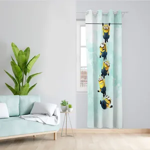 پرده مدل مینیون ها مخمل پانچی کد 4278 سایز 140x280 سانتی متر