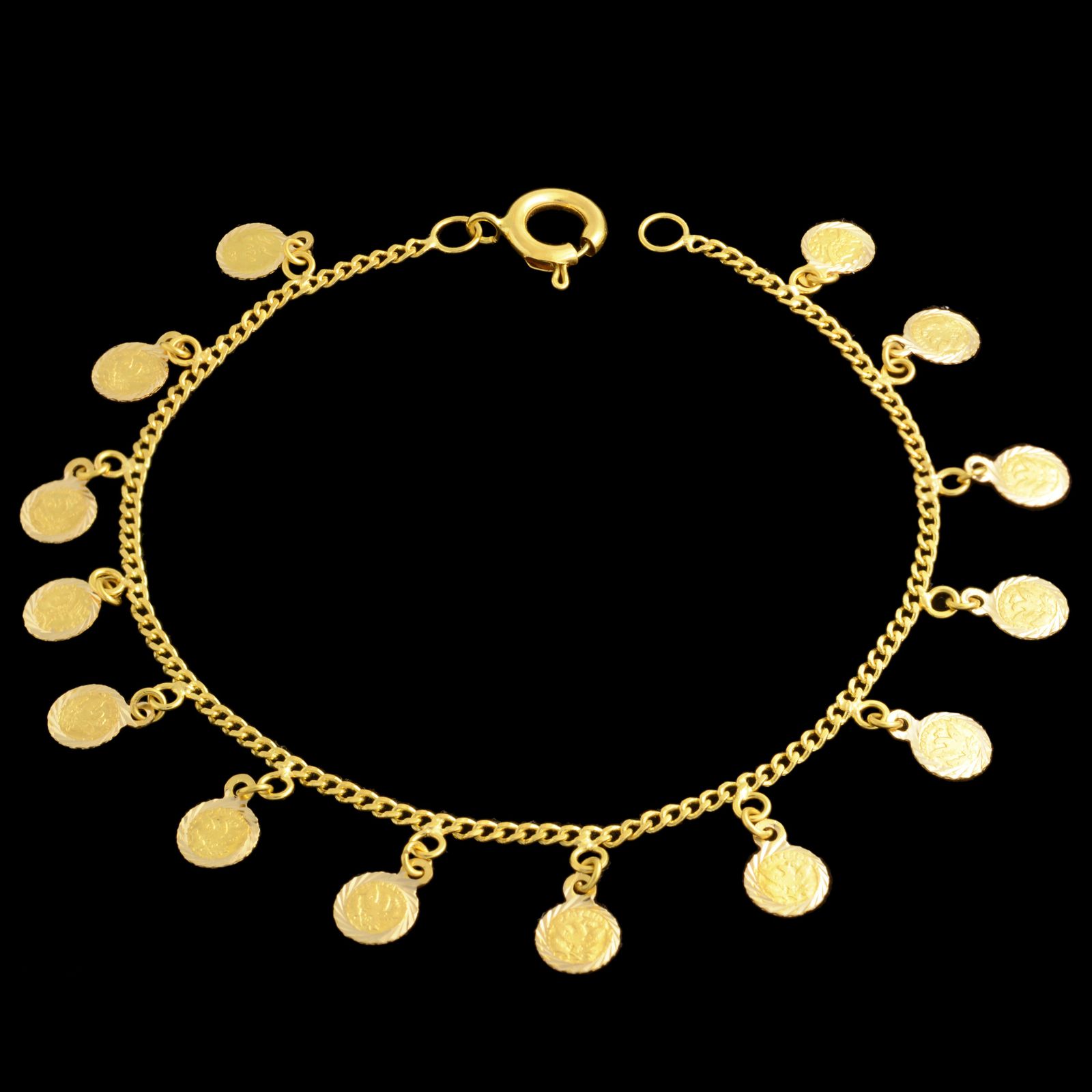 دستبند طلا 18 عیار زنانه طلای مستجابی مدل پولکی کد 20 -  - 1