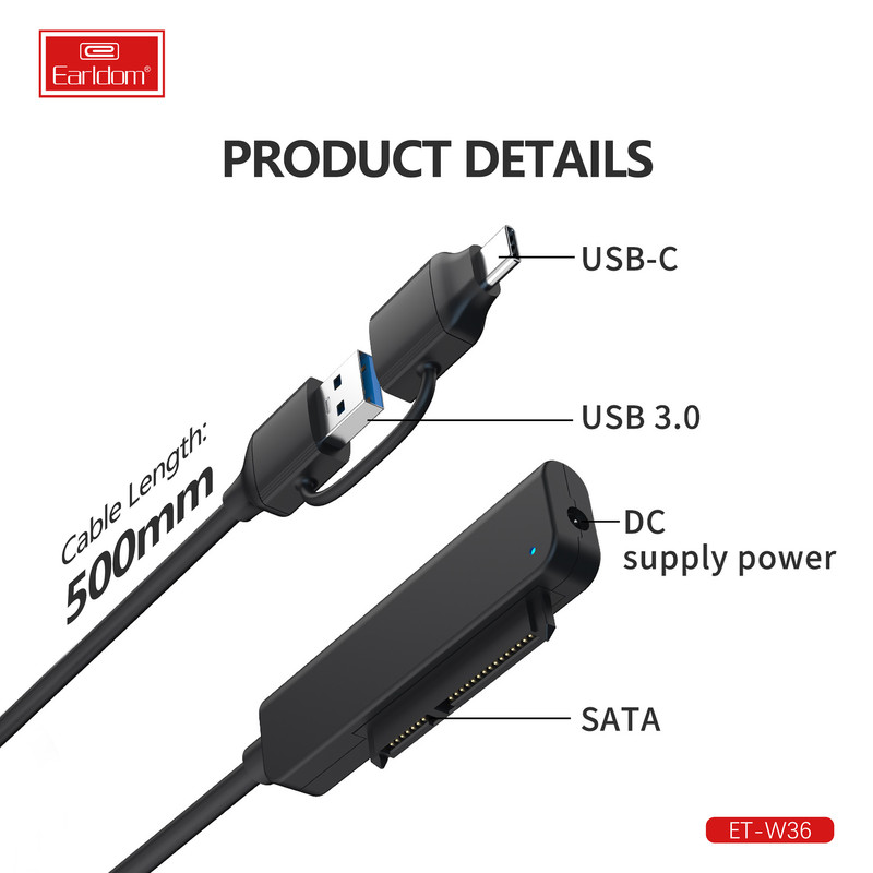 مبدل USB / USB-C به SATA ارلدام مدل W36