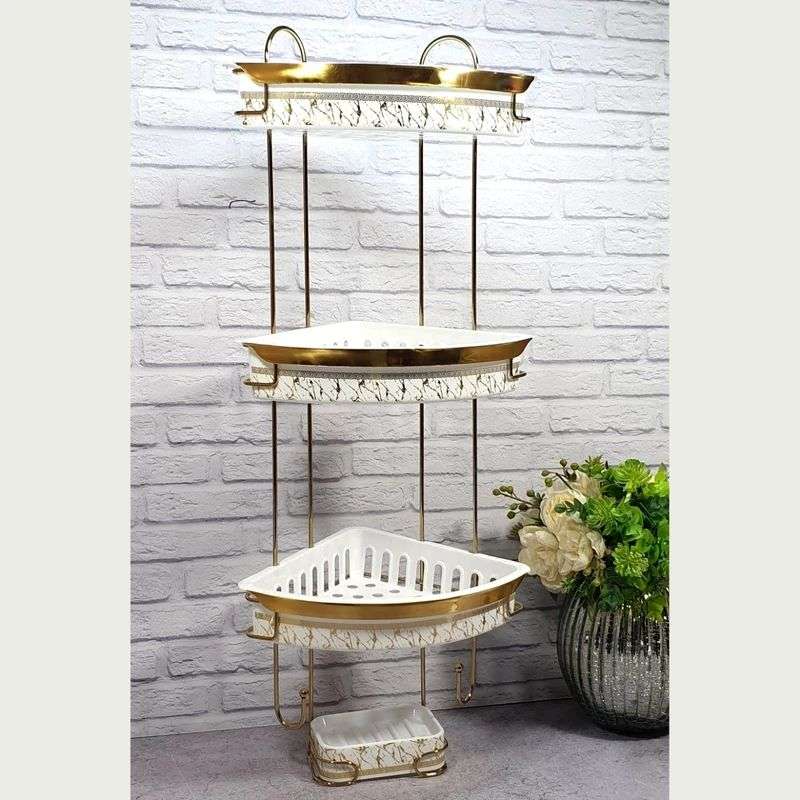 قفسه حمام مدل سه طبقه طرح ماربل قفسه حمام مدل سه طبقه طرح ماربل