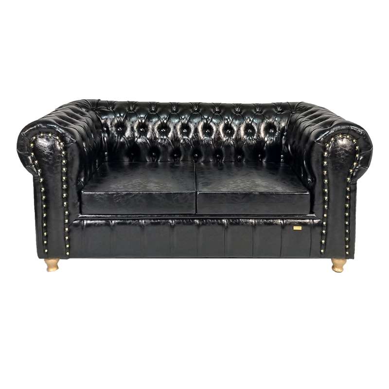 مبل انتظار دو نفره هلکو مدل چستر گلمیخ پایه طلایی