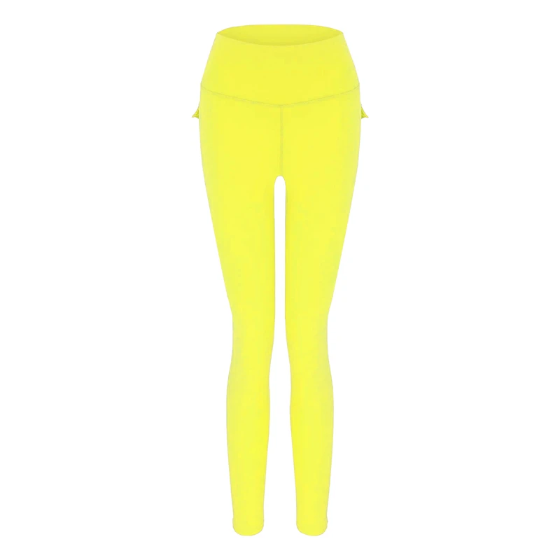 عکس شماره 2 : لگینگ ورزشی زنانه مدل کارگو پشت چین دار کد kar2436-yel رنگ زرد