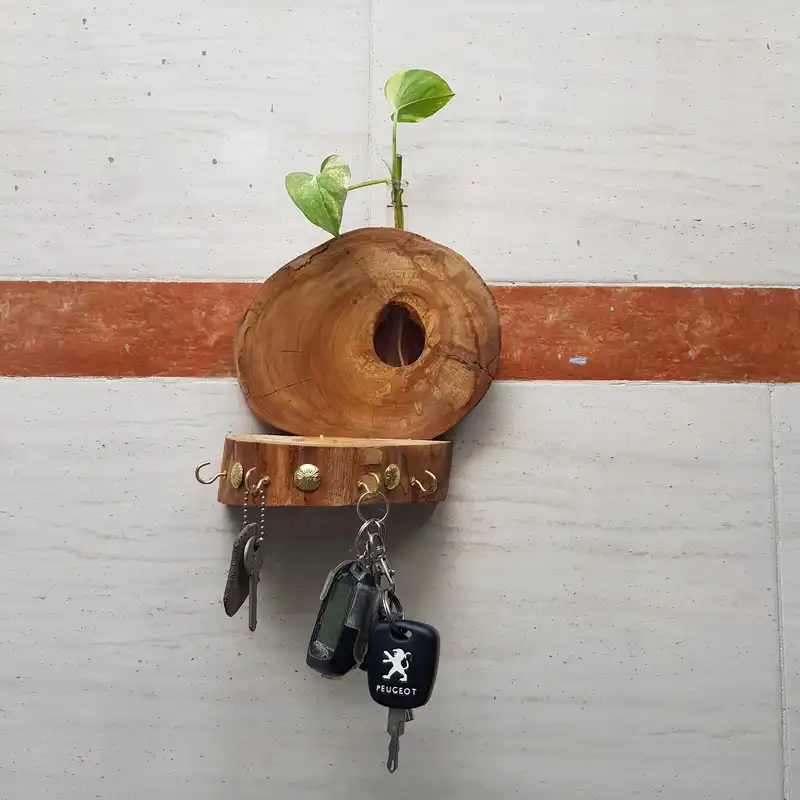 کلید آویز چوبی مدل روستیک جاگلدانی