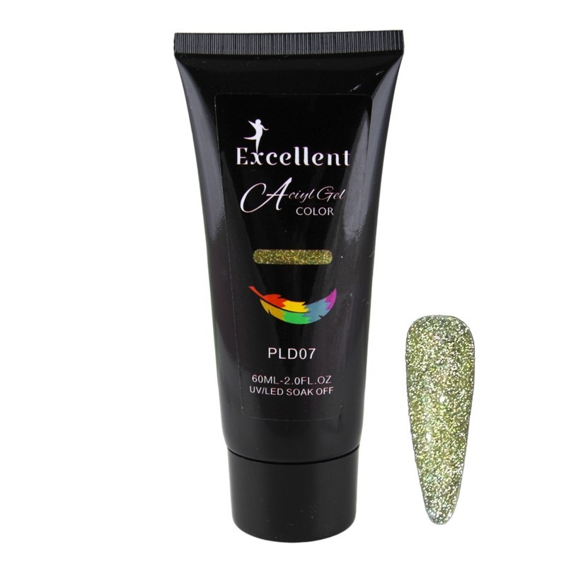 پلی ژل کاشت ناخن اکسلنت مدل دیسکو شماره PLD07 حجم 60 میلی لیتر