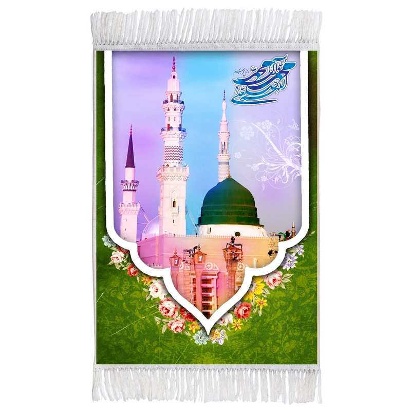 فرش ماشینی دیوارکوب اطلس آبی مدل مدینه کد T4062