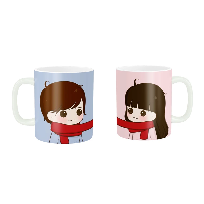 ماگ پادآفرین طرح فانتزی مدل ست عاشقانه دختر و پسر کد 028 مجموعه دو عددی