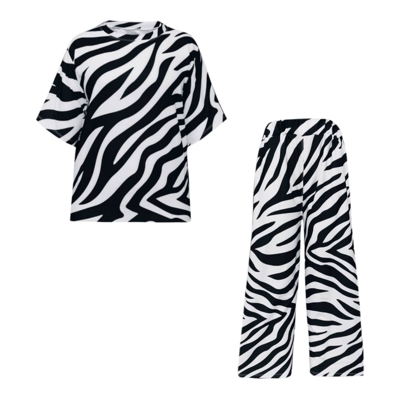 ست تی شرت آستین کوتاه و شلوار زنانه مدل راه دار