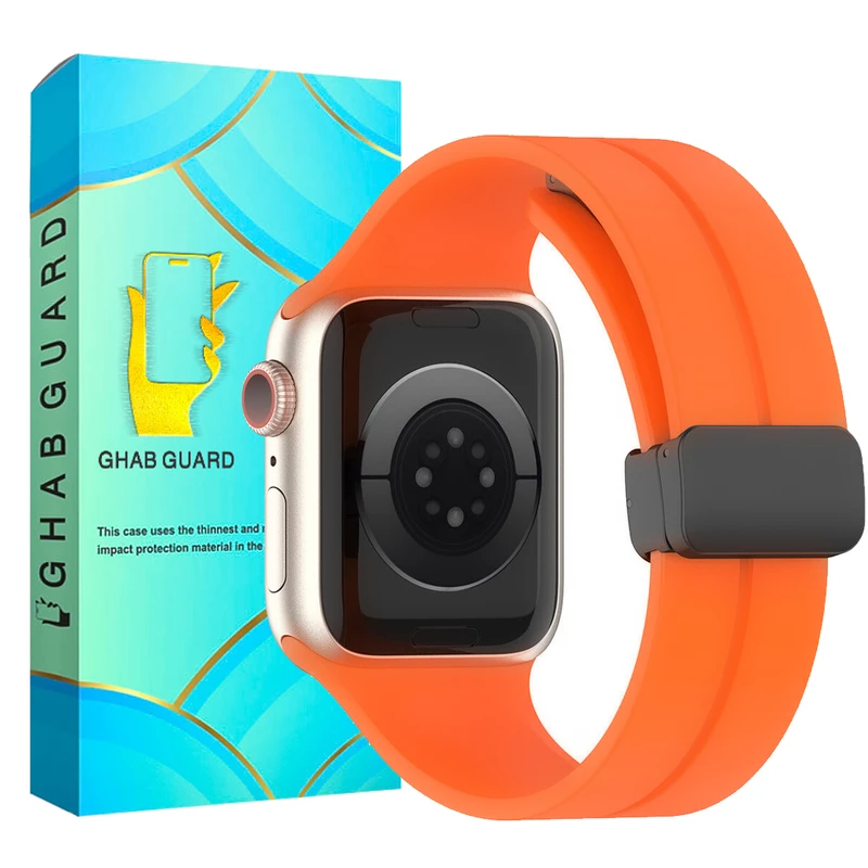   بند سیلیکونی قاب گارد مدل SILKMGNGR مناسب برای ساعت هوشمند اپل Watch 42mm / 44mm / 45mm / 49mm