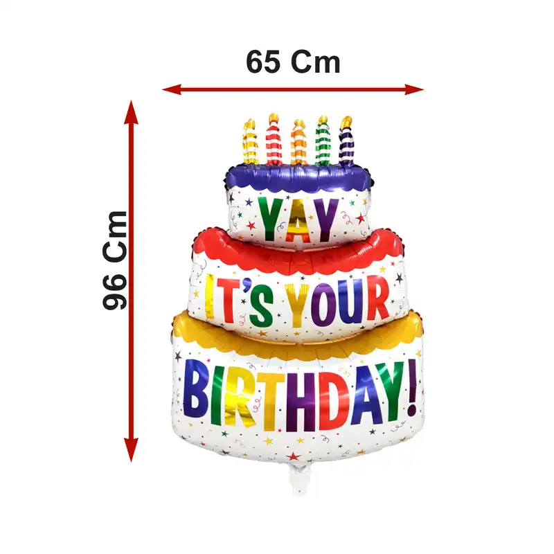 بادکنک فویلی لاکی بالونز مدل کیک و شمع کد 1202