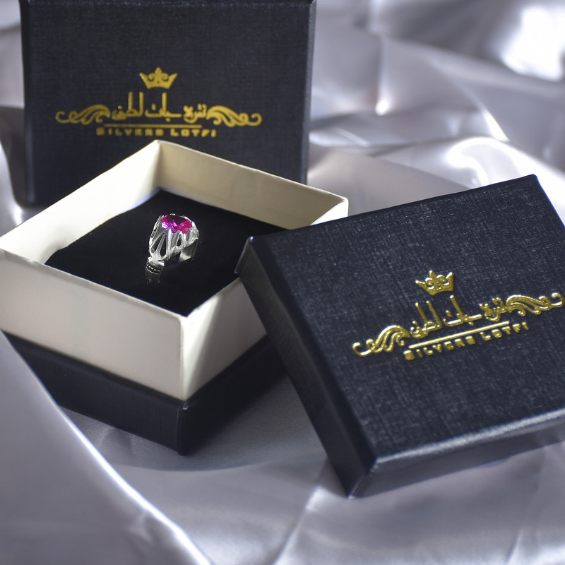 انگشتر نقره مردانه نقره جات لطفی مدل  یاقوت کد ANMS030E01