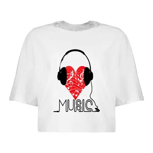 کراپ‌تاپ آستین کوتاه زنانه مدل عشق موسیقی  کد L70 S