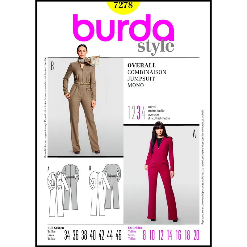 الگو خیاطی سرهمی زنانه بوردا استایل کد 7278 سایز 34 تا 46 متد مولر