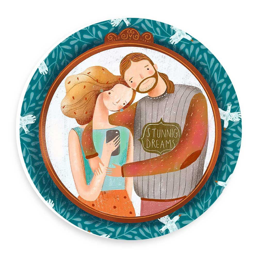 دیوارکوب طرح عشاق در آینه مدل wtb326