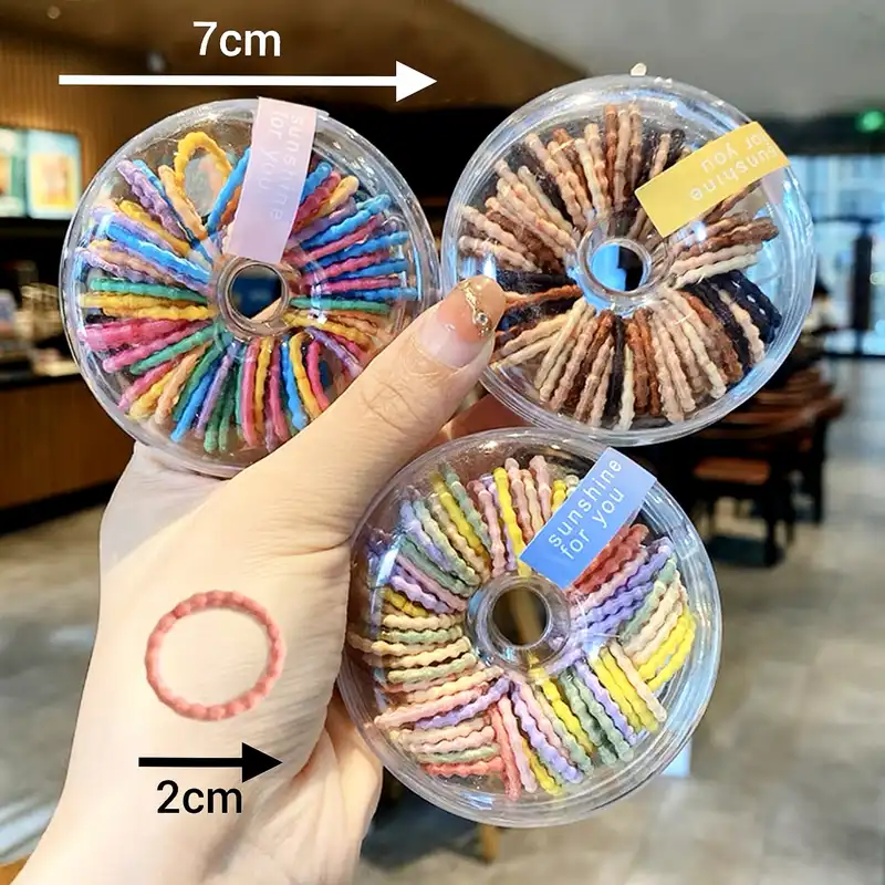 کش مو زنانه مدل مینی قیطانی لیزری طرح دونات  کد 2727 بسته 65  عددی