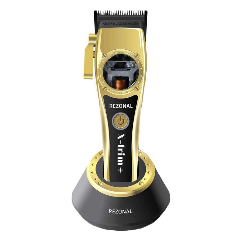 ماشین اصلاح موی سر و صورت حجم زن رزونال مدل X-Trim PLUS، با قابلیت تنظیم سرعت، دارای اهرم تنظیم فاصله بین تیغه متحرک و ثابت، منبع انرژی باتری قابل شارژ، جنس تیغه کربن استیل، مدت زمان شارژ 70 دقیقه و مدت زمان استفاده پس از شارژ 120 دقیقه