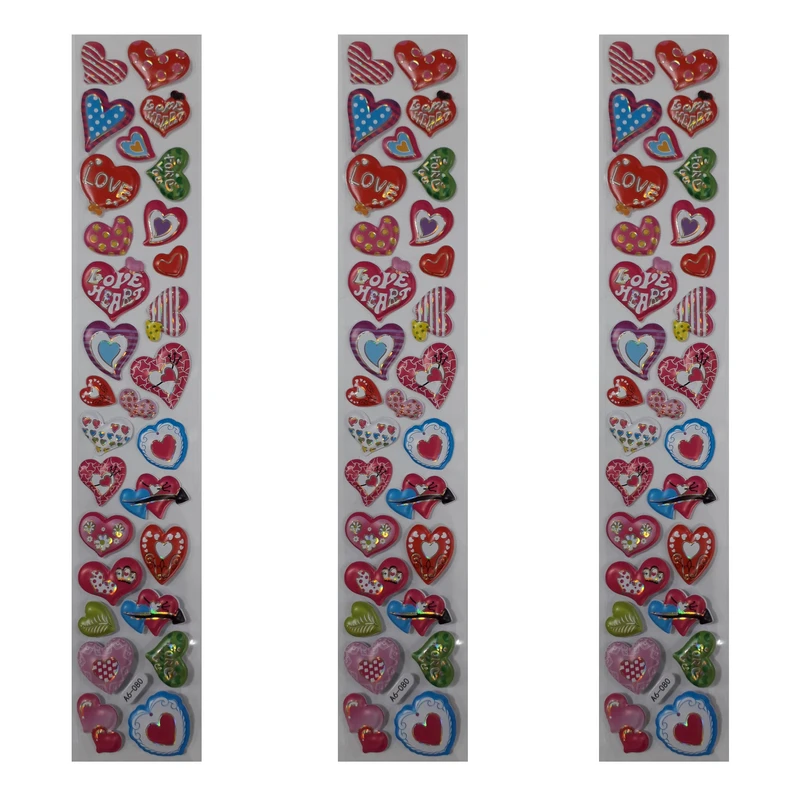 برچسب مدل نقش برجسته طرح قلب کد 007 بسته 3 عددی 