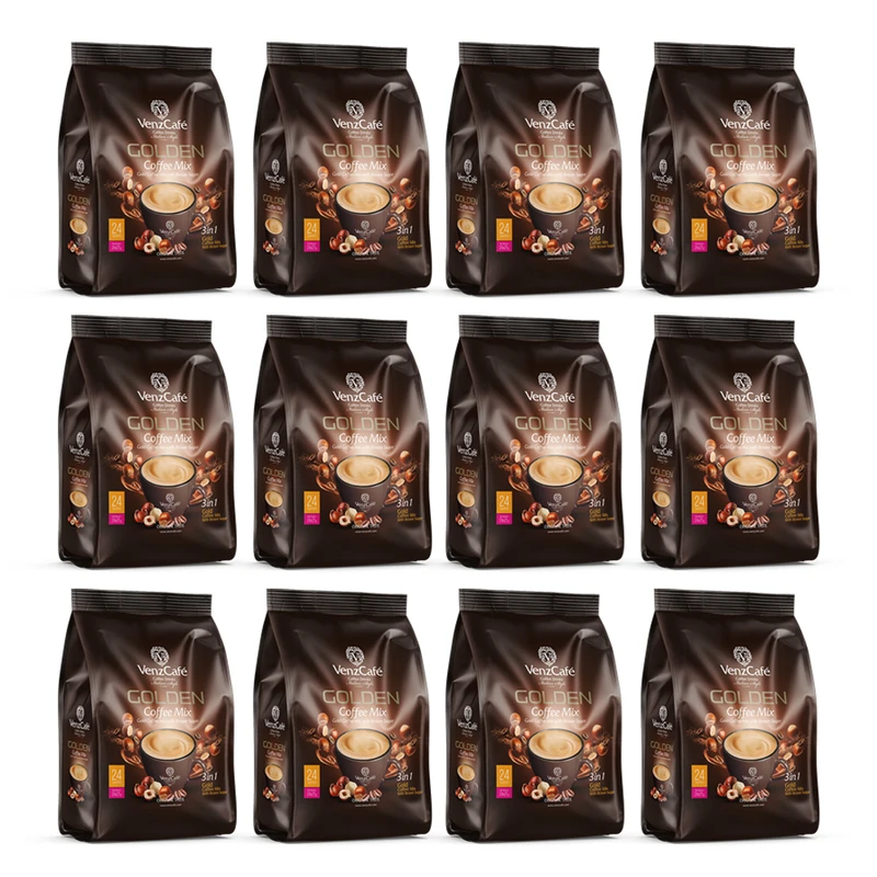پودر کافی میکس 3 در 1 فندقی ونزکافه بسته 12 عددی