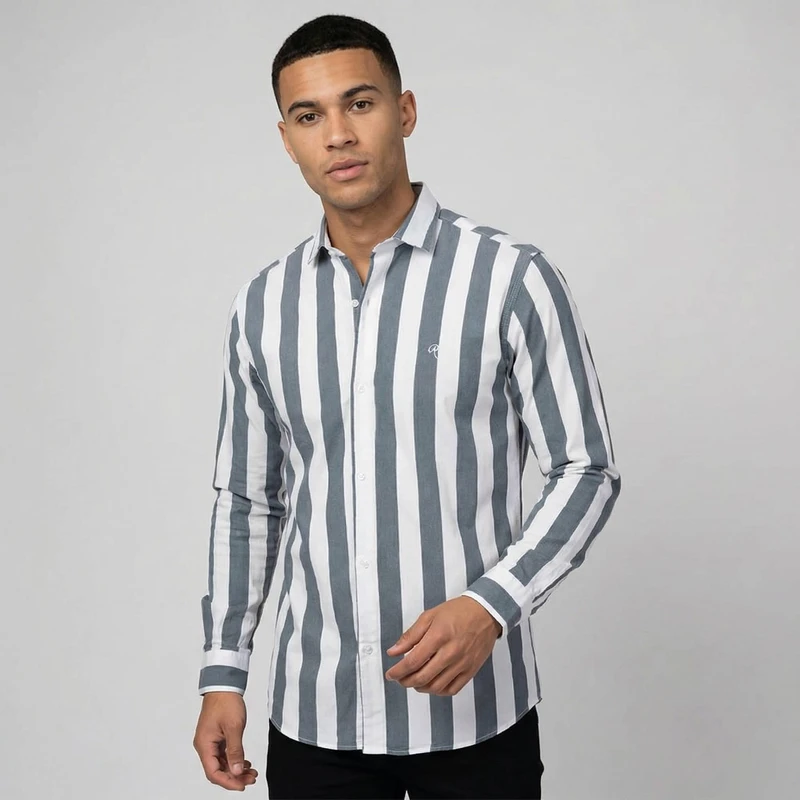 پیراهن آستین بلند یقه برگردان مردانه مدل BMBT1137-1