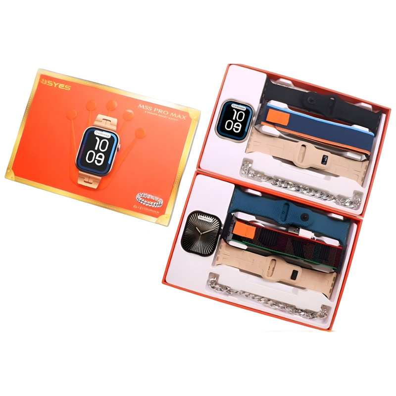 ساعت هوشمند 46 میلی متری مدل M55 Pro Max با بند سیلیکونی به همراه دستبند