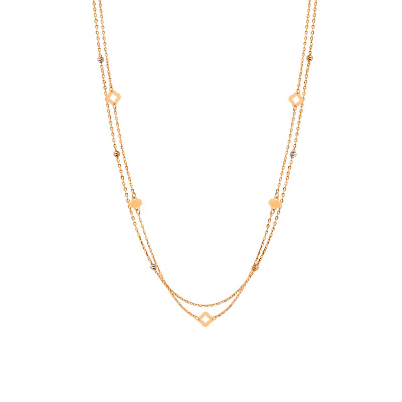 گردنبند طلا 18 عیار زنانه الی گالری مدل دو رج ونکلیف و البرناردو ظریف