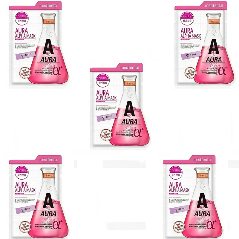 ماسک صورت مدی هیلز مدل MEDIENTAL AURA ALPHA PLUS وزن 25 گرم بسته 5 عددی